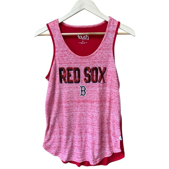Boston Red Sox Baseball Tank Top Women's Small Red Sequin Stretch Shirt - Picture 1 of 12